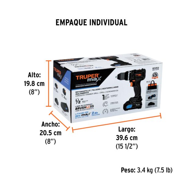 taladro truper max 20v + 2 baterias + cargador