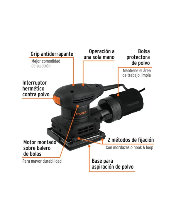 lijadora orbital 1/4 hoja 300w