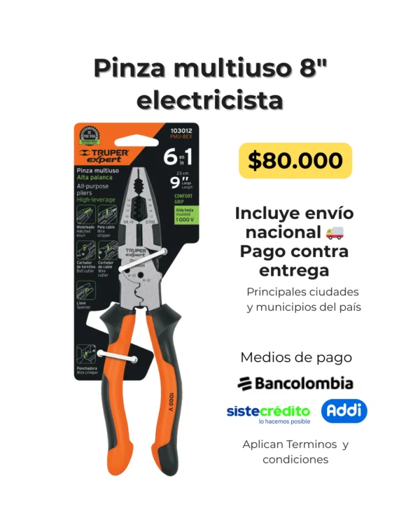 pinza multiuso 8" electricista