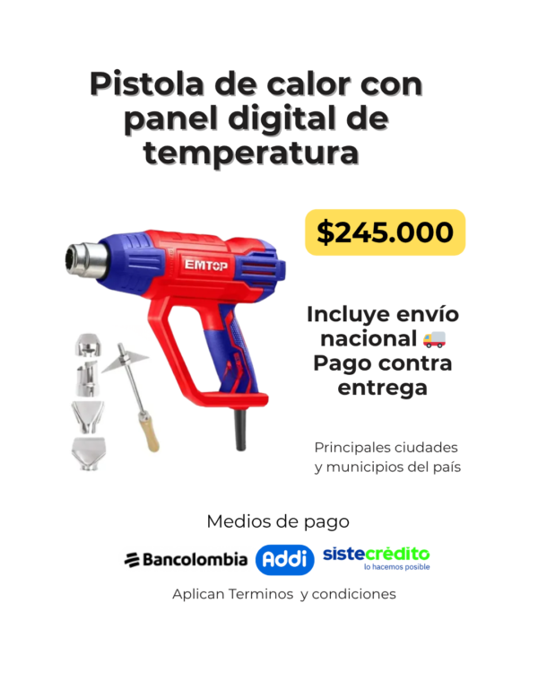 pistola de calor panel digital